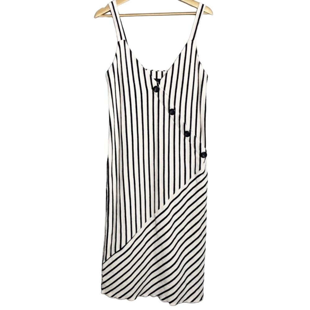 Storia Striped Jumper Midi Dress 100% Cotton Small